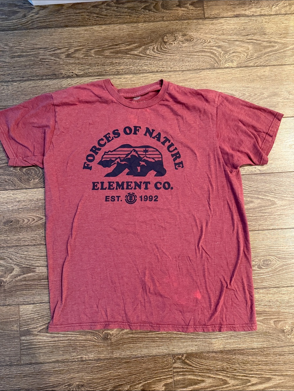 Element 'Forces of Nature' Short Sleeve Tee - Brick Red with Navy Print